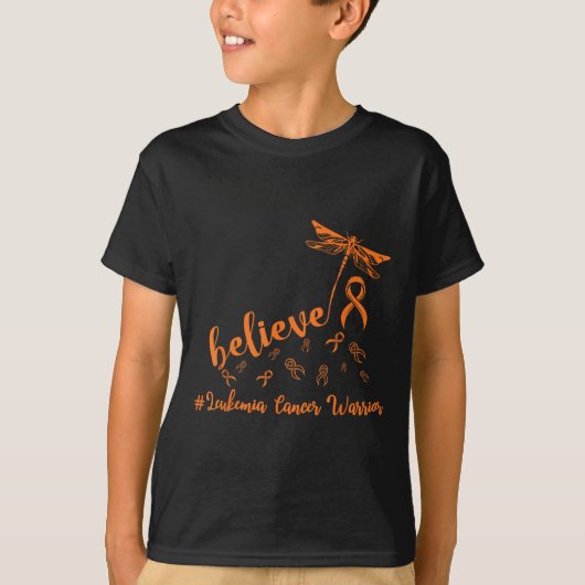 Leukemie Kankerstrijder Dragonfly Geloof Hoop T-shirt (Voorkant)