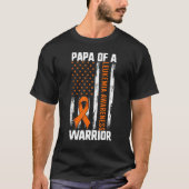 Leukemie Kinder Mannen Papa van een krijger Amerik T-shirt (Voorkant)