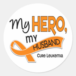 Leukemie MIJN HELD MIJN MAN 42 Ronde Sticker