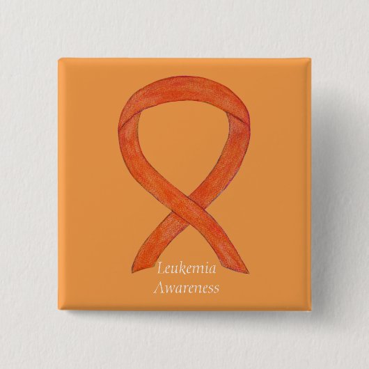 Leukemie Oranje bewustwording, lint aangepaste kun Vierkante Button 5,1 Cm (Voorkant)