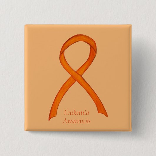 Leukemie Oranje bewustwording, lint aangepaste kun Vierkante Button 5,1 Cm (Voorkant)