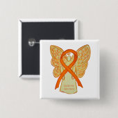 Leukemie Oranje bewustzijn Ribbon Angel Art Pins Vierkante Button 5,1 Cm (Voorkant /achterkant)