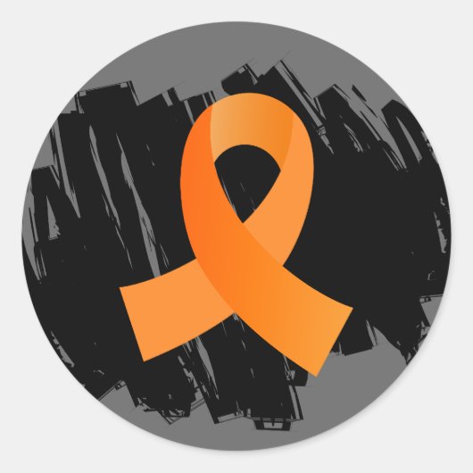 Leukemie Oranje lint met krabbel Ronde Sticker (Voorkant)