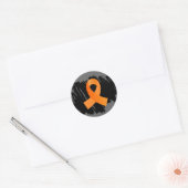 Leukemie Oranje lint met krabbel Ronde Sticker (Envelop)