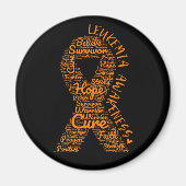 Leukemie Oranje lintje met positief Magneet (Voorkant)