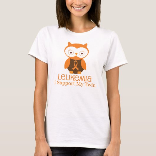Leukemie Oranje lintpijltje Twin T-shirt (Voorkant)