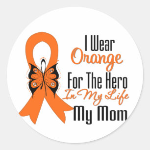 Leukemie Oranje Ribbon Hero Mijn moeder Ronde Sticker