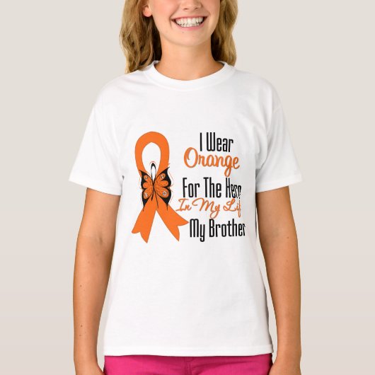 Leukemie Oranje Ribbon Hero My Brother T-shirt (Voorkant)