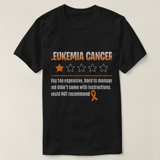 Leukemie Overlevende 1 Star Rating Oranje lint gev T-shirt (Design voorkant)