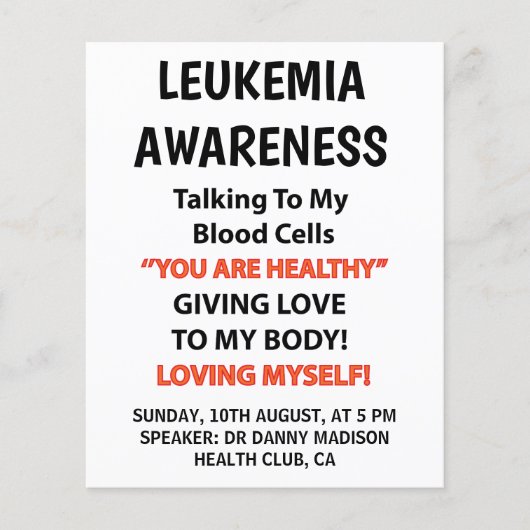 Leukemie Overlevende Bewustzijn Flyer (Voorkant)