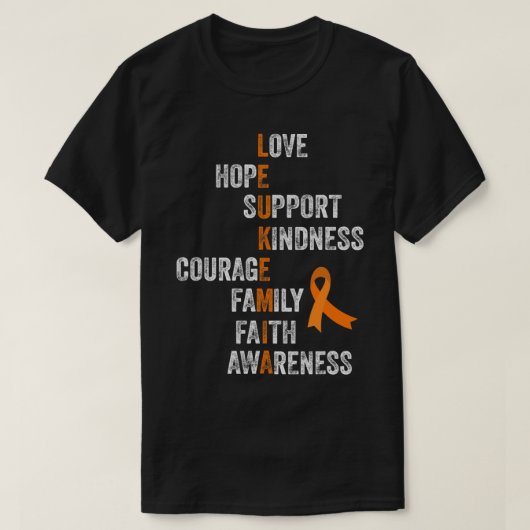 Leukemie Overlevende Oranje lint teken retro  T-shirt (Design voorkant)
