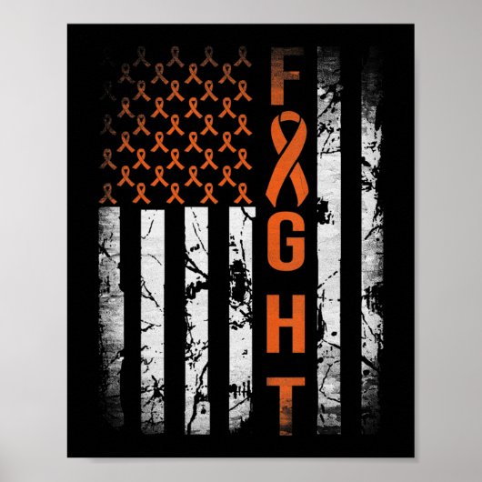 Leukemie Ribbon Fight American Flag Leukemia AWare Poster (Voorkant)