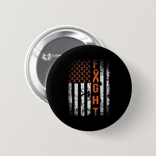 Leukemie Ribbon Fight American Flag Leukemia AWare Ronde Button 5,7 Cm (Voorkant /achterkant)