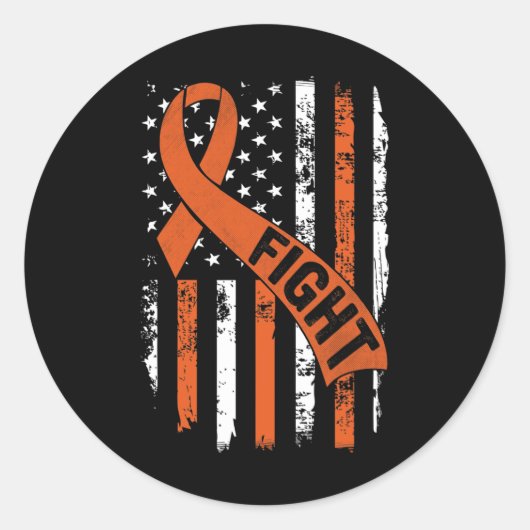 Leukemie Ribbon Fight American Flag Leukemia AWare Ronde Sticker (Voorkant)