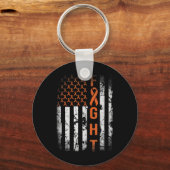 Leukemie Ribbon Fight American Flag Leukemia AWare Sleutelhanger (Voorkant)