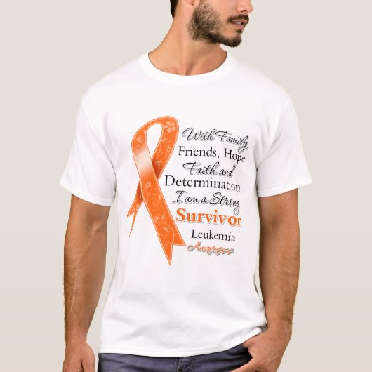 Leukemie Support Sterke overleving T-shirt (Voorkant)