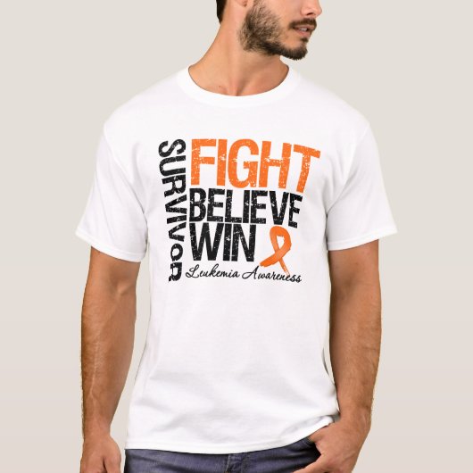 Leukemie Survivor Believe Win Motto T-shirt (Voorkant)