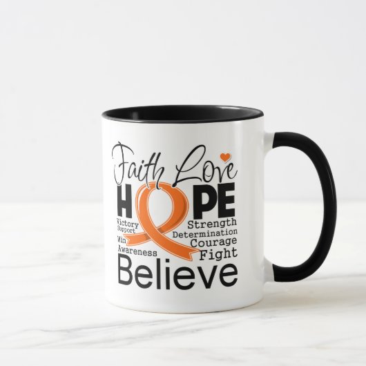 Leukemie Typografische Faith Love Hope Mok (Rechts)