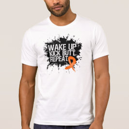 Leukemie Wake Up Kick Butt Herhaal T-shirt