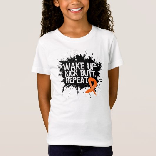 Leukemie Wake Up Kick Butt Herhaal T-shirt (Voorkant)