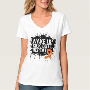Leukemie Wake Up Kick Butt Herhaal T-shirt