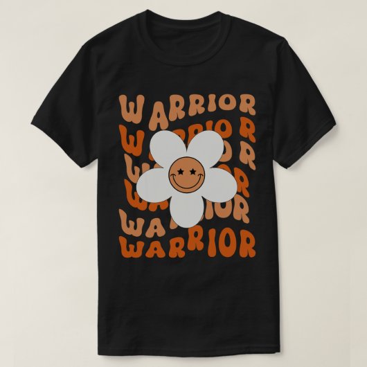 Leukemie Warrior Groovy Smiling Flower Oranje Ribb T-shirt (Design voorkant)