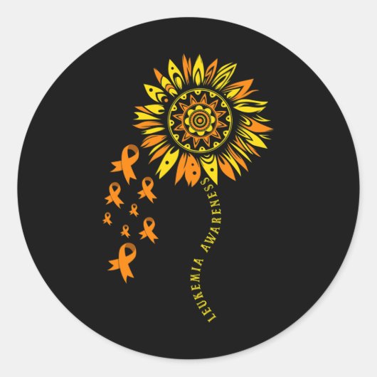 Leukemie Warrior Oranje Lintbloem Leukemie AWA Ronde Sticker (Voorkant)