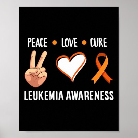Leukemie Warrior Peace Love Cure Leukemie Kanker A Poster (Voorkant)