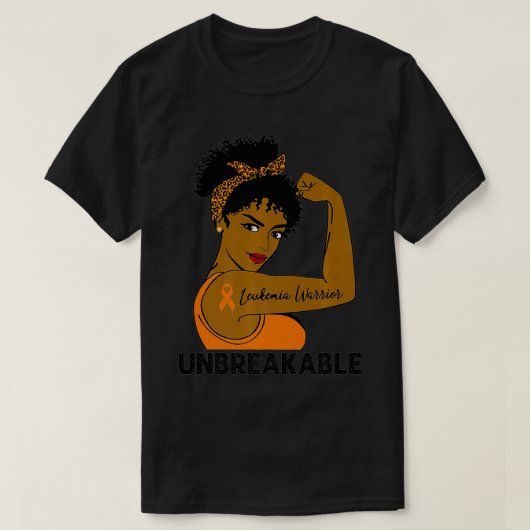 Leukemie Warrior Sterke zwarte vrouwen Onbreekbaar T-shirt (Design voorkant)