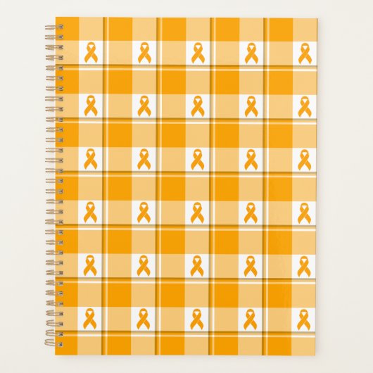Leukemiebewustzijn geruit oranje lint planner (Voorkant)