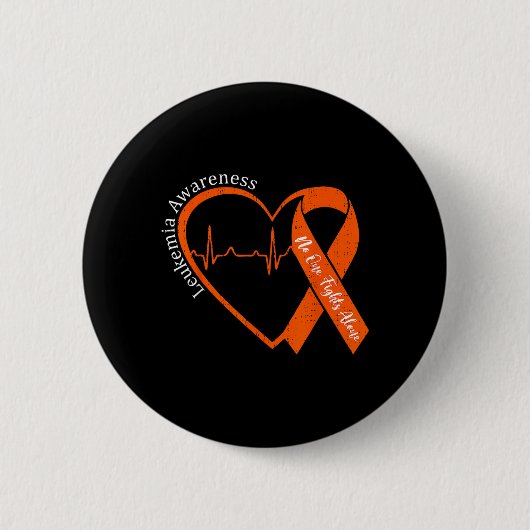 Leukemiebewustzijn Hart Oranje Ondersteuning Manne Ronde Button 5,7 Cm (Voorkant)