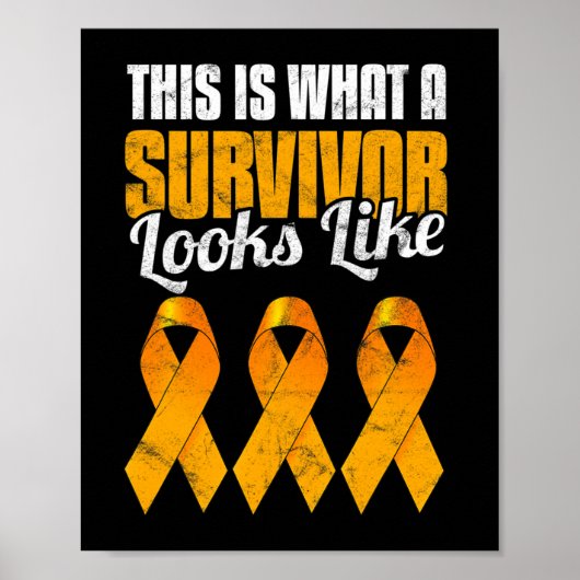 Leukemiebewustzijn Kankeroverlevende Oranje lint Poster (Voorkant)