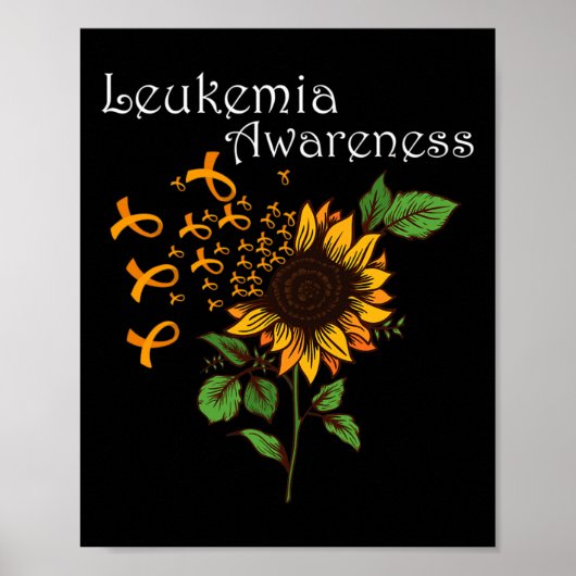 Leukemiebewustzijn Oranje lint met zonnebloem Poster (Voorkant)