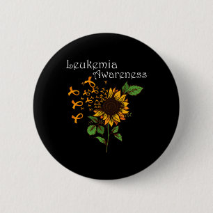 Leukemiebewustzijn Oranje lint met zonnebloem Ronde Button 5,7 Cm