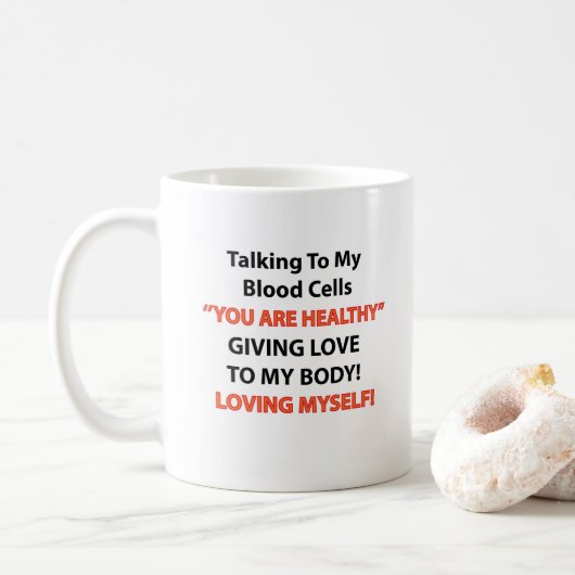 Leukemiebewustzijn overlevende koffiemok (Met donut)