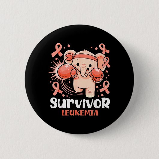 Leukemiebewustzijn overlevende olifant Cute Boxing Ronde Button 5,7 Cm (Voorkant)