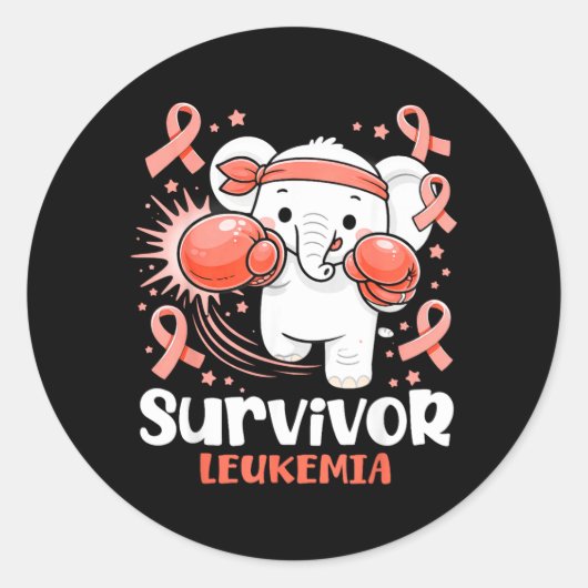 Leukemiebewustzijn overlevende schattige bokselefa ronde sticker (Voorkant)