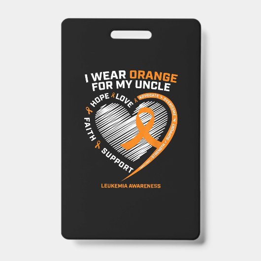 Leukemiebewustzijnsshirt Oom Heren Dames Kinderen Badge (Voorzijde)