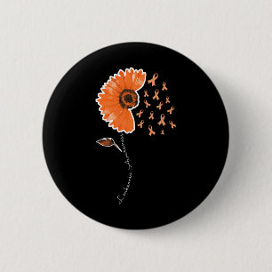 Leukemiebewustzijnsstrijder Oranje Lint Zonnebloem Ronde Button 5,7 Cm