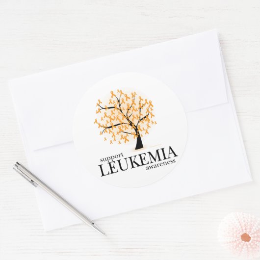 Leukemieboom Ronde Sticker (Envelop)