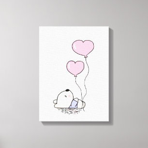 LeukeTeddy Beer Roze Ballonnen Meisjes Slaapkamer Canvas Afdruk