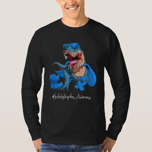 Leukodystrofieën Bewustzijnsmaand Blauwe Lint Trex T-shirt (Voorkant)