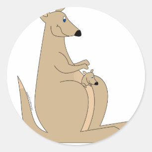 Leukste cartoon kangoeroe met baby geschenken en t ronde sticker