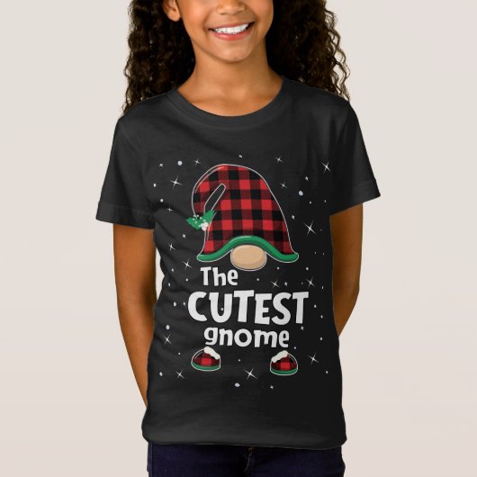 Leukste gnoom buffel geruite bijpassende kerst paj t-shirt (Voorkant)