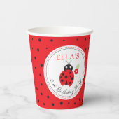 Leukste kleine lieveheersbeestje kinderen verjaard papieren bekers (Achterkant)