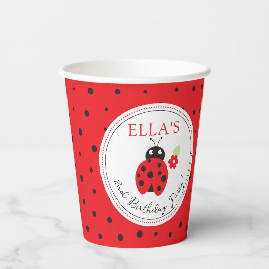Leukste kleine lieveheersbeestje kinderen verjaard papieren bekers (Achterkant)
