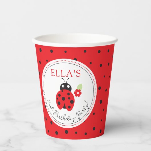 Leukste kleine lieveheersbeestje kinderen verjaard papieren bekers (Voorkant)