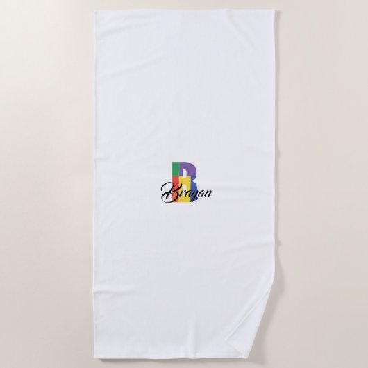 Leukste luxe geometrische initiaal naam B wit Strandlaken (Voorkant)