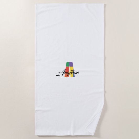 Leukste luxe kleurrijke initiaal naam A wit Strandlaken (Voorkant)