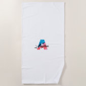 Leukste luxe koraal blauw initiaal naam A wit Strandlaken (Voorkant)